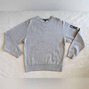 Club Monaco CMX Sport Spellout Sleeve Vintage Crew Heathered Grey Y2K Unisex S